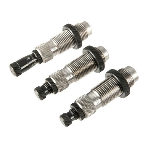 Redding Premium Handgun 3-Die Set erbjuder en Titanium Carbide-sizing die, en unik expander med TiN-beläggning och en Bullet Seating Micrometer för exakt seating.