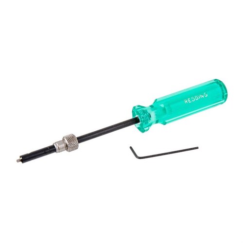 Redding's Universal Flash Hole Deburring Tool tar bort burrs som kan orsaka oregelbunden tändning och passar alla kalibrar från .22 till .338 cal med standard .080" flash holes.