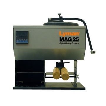 MAG 25 är en kraftfull 850-watts gjutugn med 25 lbs kapacitet, digital display och justerbar universalformguide för effektiv och snabb smältning av bly.