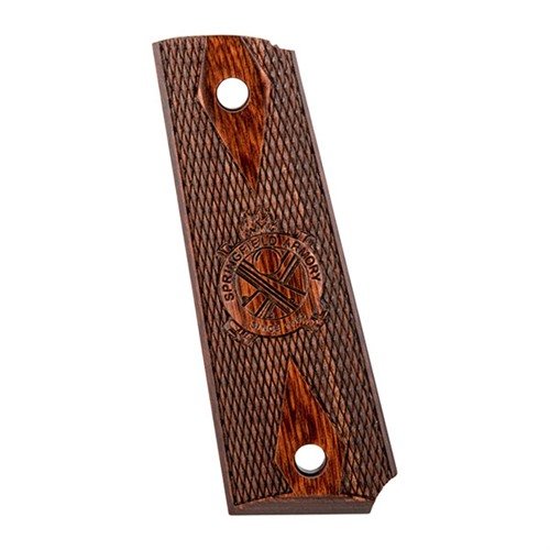 Cocobolo Checkered Cross Cannon greppaneler för Springfield 1911, med en avfasad Mag Well för en snygg, enhetlig look. Säljs som individuella grepp.
