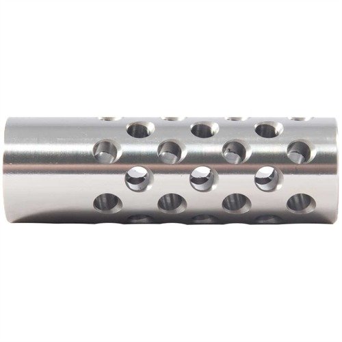 Denna #3 Muzzle Brake 22 kaliber minskar kännbar rekyl och dämpar mynthöjning med 42 portar för maximal kontroll, perfekt för vapentekniker.