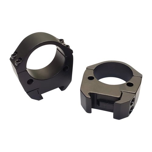 Talley Modern Sporting Rings erbjuder en ren design för din Picatinny rail, tillverkade av flygplansklassad legering med svart anodisering, i 30mm och 34mm.