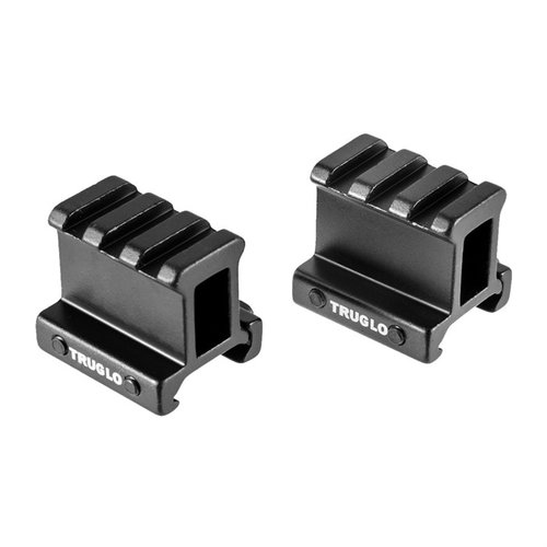 TruGlo 1" 2-delad Picatinny riser mount höjer monteringsytan med 1" och väger mindre, perfekt för att montera scopes och rödpunktsikter.