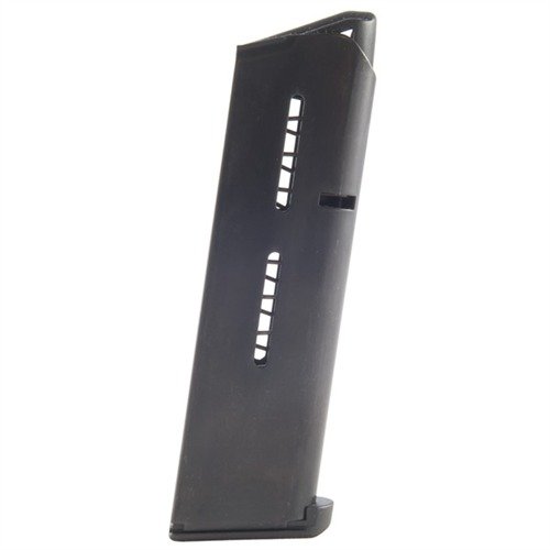 47D serien av .45 ACP magasin är Wilsons mest populära 8-runda magasin för Full-Size 1911 pistoler, med hållbar finish i rostfritt stål eller svart fluoropolymer.