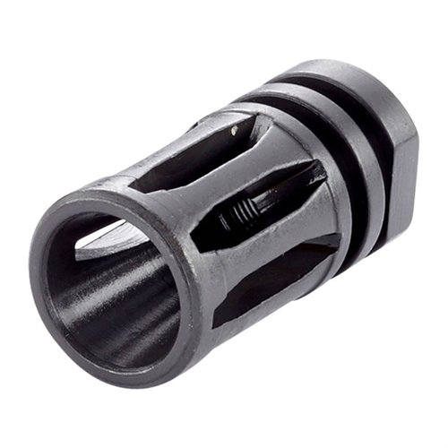 Wilson Combat GI A2 Birdcage Flash Hider erbjuder Mil-Spec specifikationer med svart fosfatfinish och passar standard 1/2 in. x 28 TPI AR-stil gängade pipor.